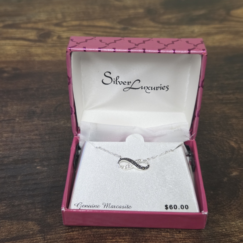 Silver Plated Marcasite Infinity Necklace